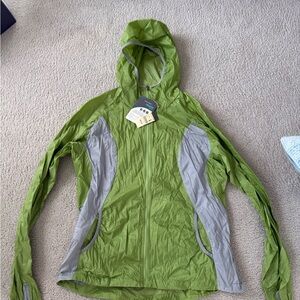 Eddie Bauer Lightweight Green Hooded Windbreaker Jacket